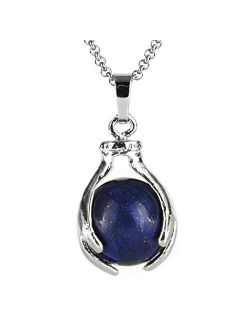 BEADNOVA Healing Gemstone Necklace Crystal Ball Pendant Necklace with Stainless Steel Chain 18 Inches Gift Box Packing