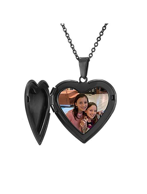 Personalized Picture Necklace Custom Photo Text Heart Necklace Engraved Any Name Customized Silicone Photo Dog Tag Stainless Steel Necklaces for Women Girl Jewelry