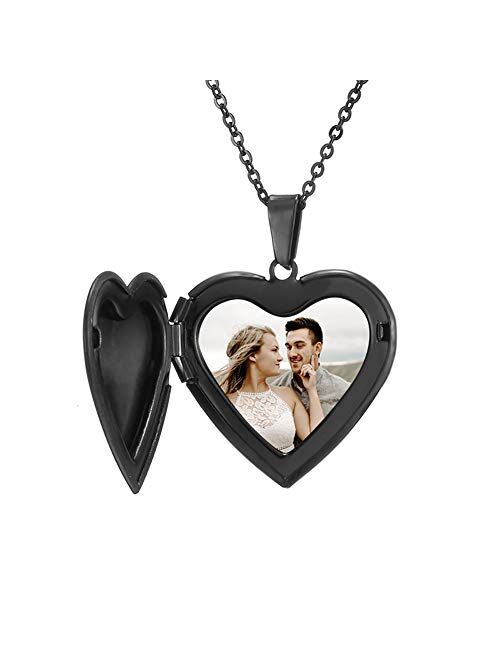 Personalized Picture Necklace Custom Photo Text Heart Necklace Engraved Any Name Customized Silicone Photo Dog Tag Stainless Steel Necklaces for Women Girl Jewelry