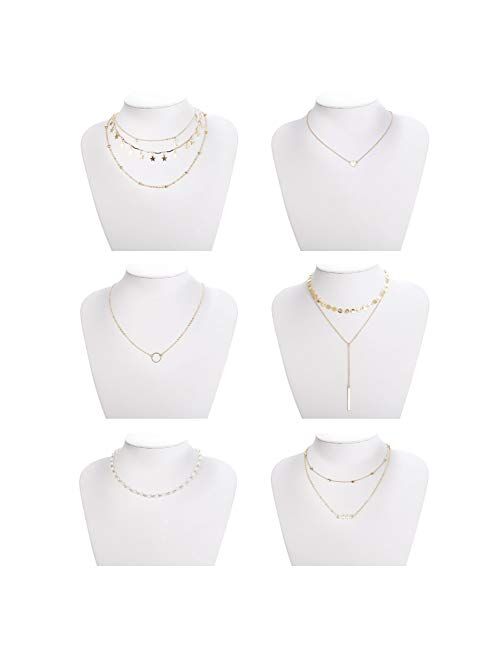 FUNRUN JEWELRY 10PCS Layered Choker Necklace for Women Girls Multilayer Chain Necklace Set Adjustable