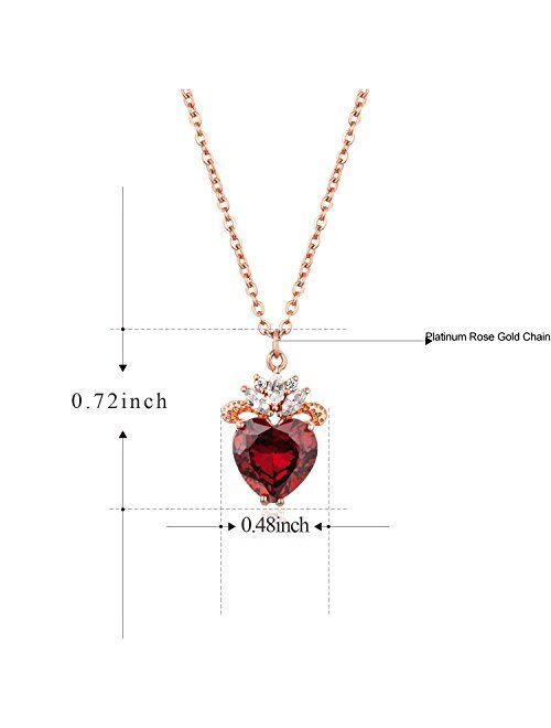 Vinjewelry Queen of Hearts Evie Costume Necklace Descendants Ruby Red Heart Valentine's Day Sweetheart Gift for Her