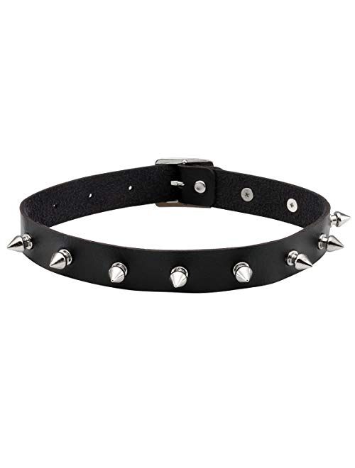 EIGSO Vintage Punk Goth Studded Rivet Pu Leather Collar Choker Necklace with Spikes Adjustable