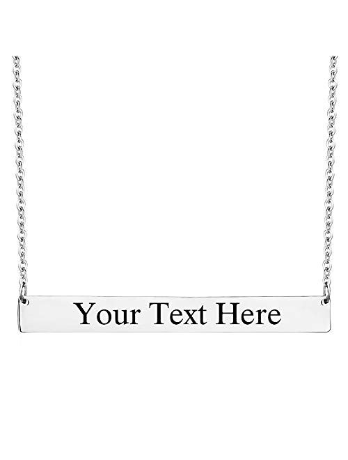 Lazycat Name Bar 18K Plated Bar Necklace,Engravable Name or Blessings Necklace