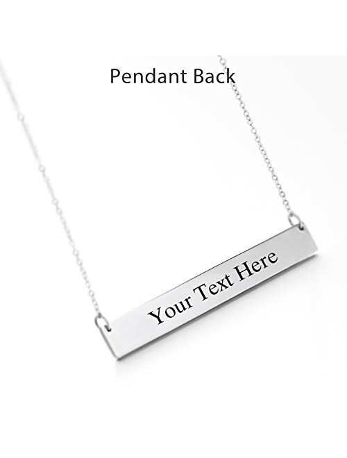 Lazycat Name Bar 18K Plated Bar Necklace,Engravable Name or Blessings Necklace