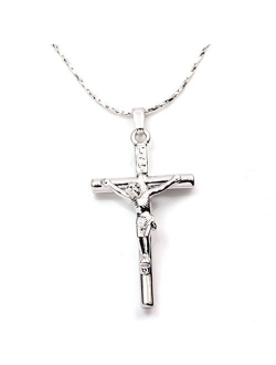 FC Jory White & Rose Yellow Gold Plated Cross Jesus Christ Crucifix Cross Pendant Chain Necklace