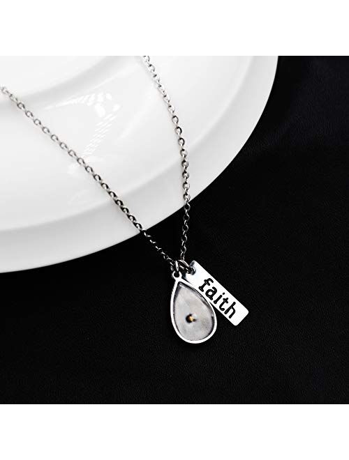 Stainless Steel Faith Real Mustard Seed Pendant Necklace Charm Jewelry for Christian Inspirational Gift Y559
