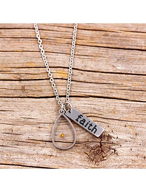 Stainless Steel Faith Real Mustard Seed Pendant Necklace Charm Jewelry for Christian Inspirational Gift Y559