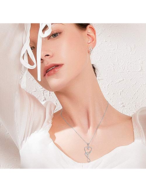 YFN Sterling Silver Caduceus Angel Nursing Themed Stethoscope Pendant Necklace 18"
