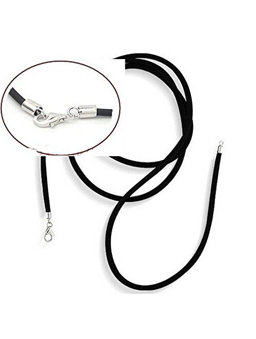 findout 2mm Black Silk Cord Chain Necklace Thin Soft Rope with Sterling Silver Clasp 14 ;16", 18", 20", 24",26. 28. 30"32 Inch Jewelry Gift For Men Women Girl Boy
