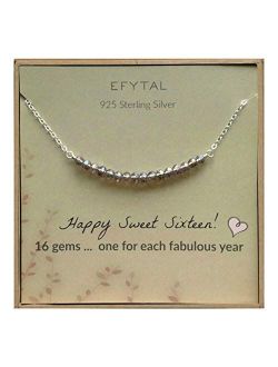 EFYTAL 16th Birthday Gifts for Girls, Sterling Silver Sweet 16 Necklace for 16 Year Old Girl, Jewelry Gift Idea