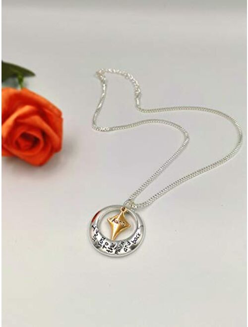 POWER WING I Love You to The Moon and Back Pendant Neckalce,Mom Wife Nana Moon Star Shaped Necklaces 18"