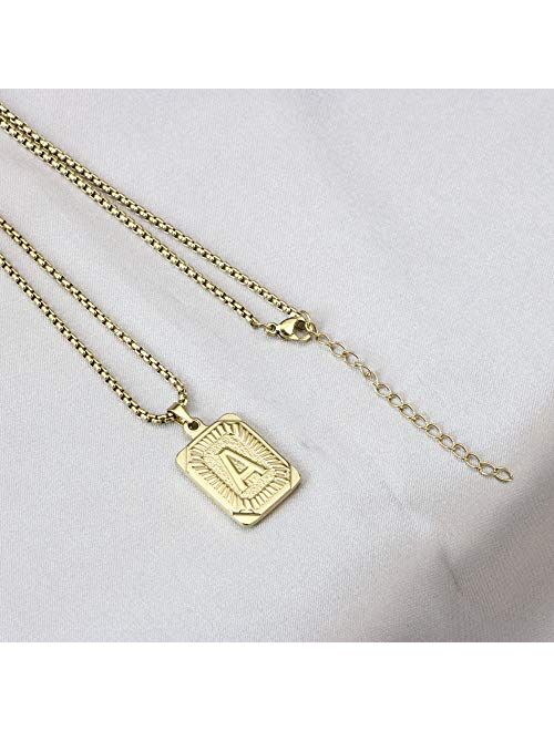 Joycuff Initial Necklace for Women Pendant Necklaces 16 18 20 22 24 Inched Trendy Handmade Square Stainless Steel Jewelry Birthday
