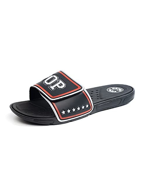 FUNKYMONKEY Men's Slide Sandals Adjustable Slip on Slippers