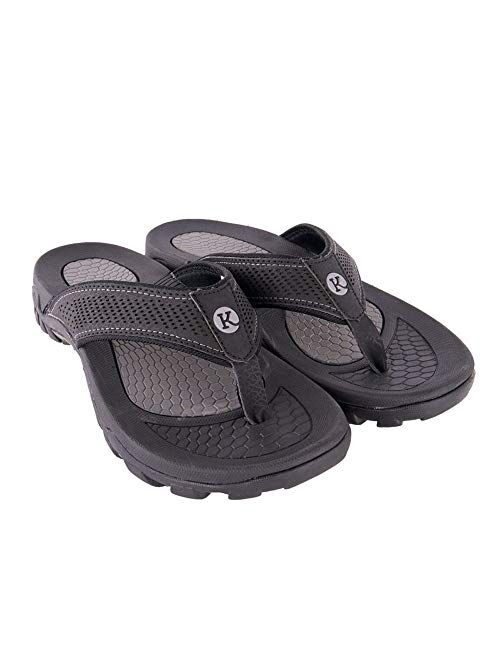 Kaiback - Men's Drifter Sport Flip Flops | Comfortable Durable Rubber and Heavy-Duty Tread