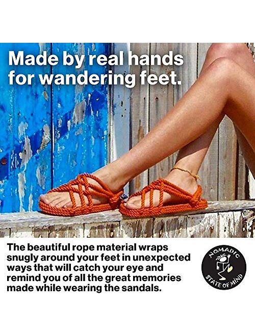 Nomadic State of Mind Lounger Sandals- Handmade Adjustable Rope Shoes Machine Washable Comfortable & Lightweight Vegan Friendly for Women & Men