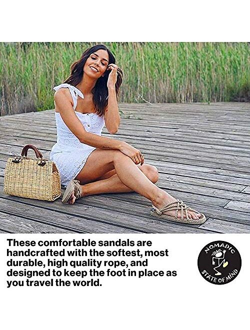 Nomadic State of Mind Lounger Sandals- Handmade Adjustable Rope Shoes Machine Washable Comfortable & Lightweight Vegan Friendly for Women & Men
