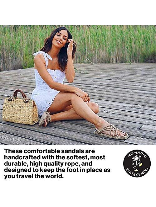 Nomadic State of Mind Romano Sandal Handmade Rope Shoe 5 Points of Adjustability Interchangeable Laces - Machine Washable Vegan Friendly Secure,Long Lasting,Comfortable F