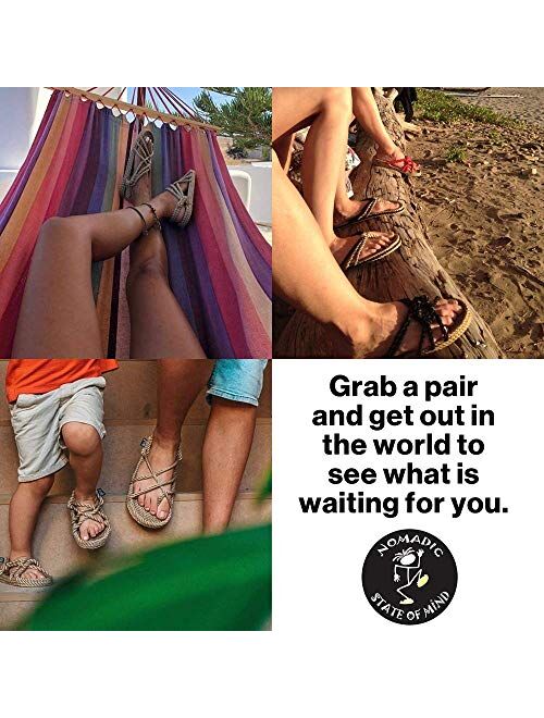 Nomadic State of Mind Romano Sandal Handmade Rope Shoe 5 Points of Adjustability Interchangeable Laces - Machine Washable Vegan Friendly Secure,Long Lasting,Comfortable F