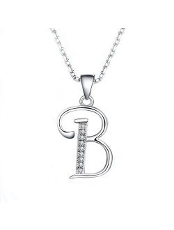 GDDX 925 Sterling Silver 26 Alphabet Letter Pendant Necklace 18"