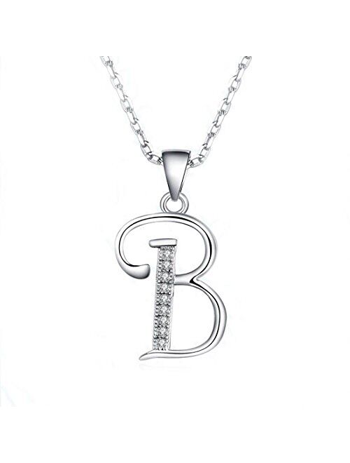 GDDX 925 Sterling Silver 26 Alphabet Letter Pendant Necklace 18"