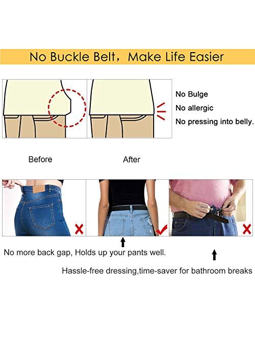 No Buckle Elastic Stretch Buckle Free Belts for Men and Women, Comfortable Invisible Belts for Jeans Pants