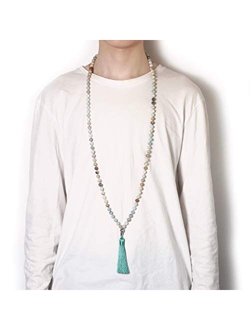 Mala Beads 108 8mm Mala Necklace Japa Mala Hand Knotted Tibetan Mala Prayer Beads Meditation Beads Yoga Necklace