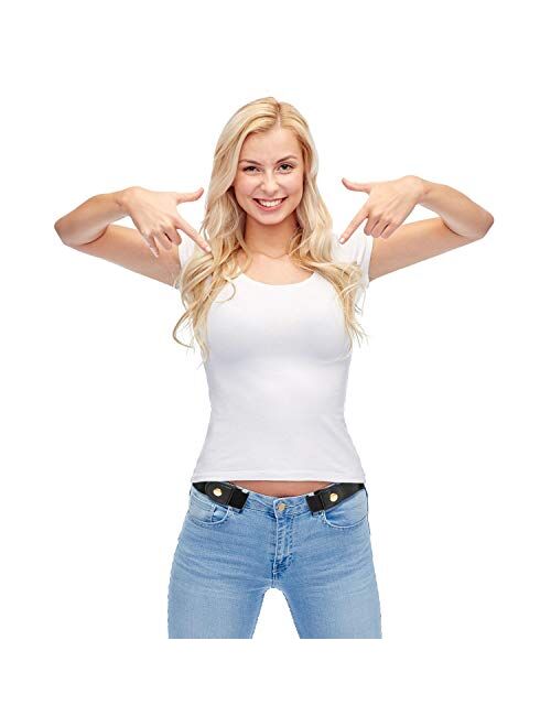 Syhood 4 Pieces No Buckle Stretch Buckle Free Belt Invisible Elastic Belt Unisex for Jeans Pants