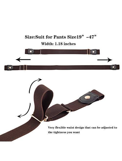 Syhood 4 Pieces No Buckle Stretch Buckle Free Belt Invisible Elastic Belt Unisex for Jeans Pants