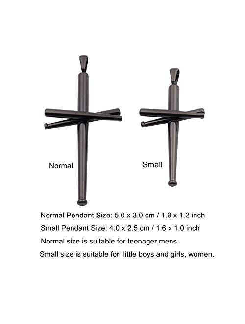 RMOYI Cross Necklace Baseball Bats Athletes Cross Pendant Chain,Sport Stainless Steel Cross Necklaces for Men Women Boys Girls,Large and Small Silver Gold Black 18-24 Inc