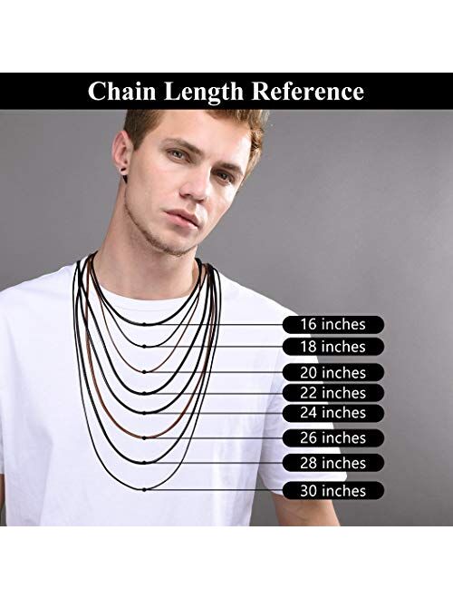 Richsteel Black/Brown Braided Wax Rope Necklace for Men Women 2/3mm Wide Length Leather Necklace with Customizable Stainless Steel Clasp Waterpr