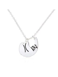 Gold Silver Sloth Charm Necklace - Stylish Cute Animal Pendant Jewelry