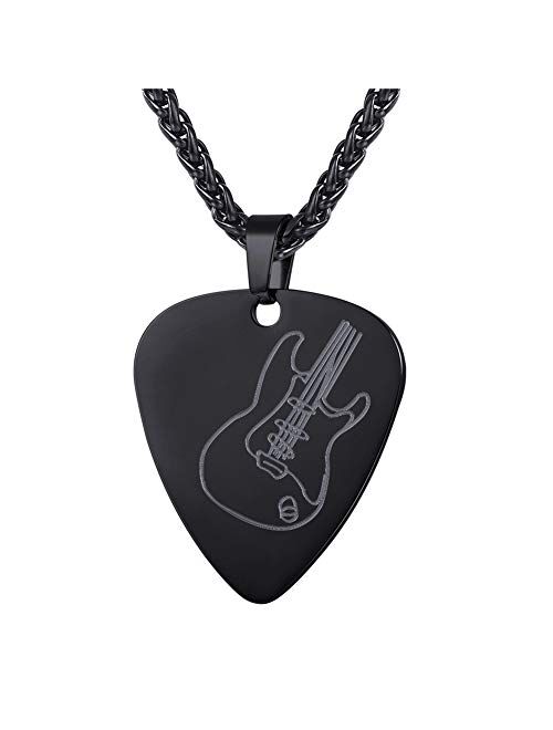 Simple Fashion Guitar Pick Necklace Stainless Steel Pendant Charm for Musician