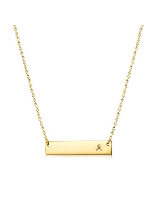 MOMOL Bar Pendant Initial Necklace, 18K Gold Plated Stainless Steel Bar Necklace Dainty Delicate Initial Necklace Simple Personalized Name Letter Necklace for Women Girls