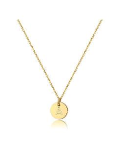 Turandoss Letter Initial Necklaces for Women - 14K Gold Filled Disc Letter Pendant Initial Necklace, Delicate Tiny Initial Necklace for Girls Teens Baby, Best Initial Nec