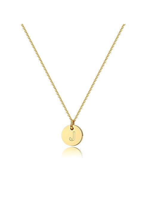 Turandoss Letter Initial Necklaces for Women - 14K Gold Filled Disc Letter Pendant Initial Necklace, Delicate Tiny Initial Necklace for Girls Teens Baby, Best Initial Nec