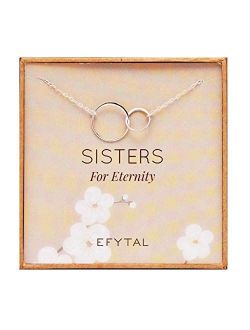 EFYTAL Sister Gifts from Sister, 925 Sterling Silver Double Circle Necklace, Birthday Jewelry Gift Necklaces for Sisters For Eternity