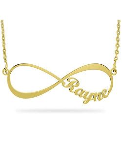 Sterling Silver Infinity Name Necklace Personalized 18K Gold Plated Nameplate Necklace Custom Made with Any Names Pendant Jewelry Gift for Women