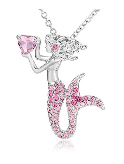 Little Mermaid Pendant Necklace for Women Teen Girls, Fairytale Mermaid Girls Jewelry Gifts