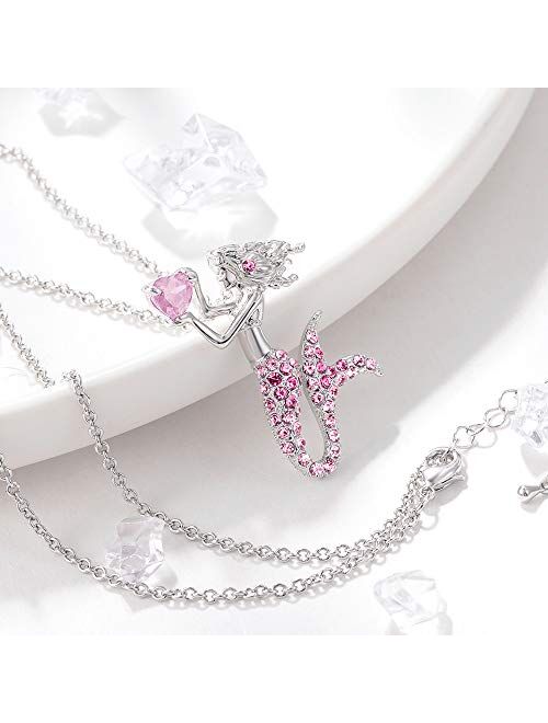 Little Mermaid Pendant Necklace for Women Teen Girls, Fairytale Mermaid Girls Jewelry Gifts