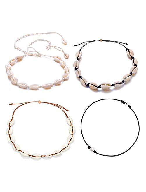 ATIMIGO Summer Beach Shell Conch Choker Handmade Boho Cowrie Pearl Necklace Jewelry for Women Girls