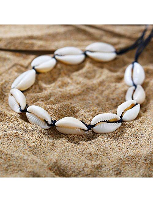 ATIMIGO Summer Beach Shell Conch Choker Handmade Boho Cowrie Pearl Necklace Jewelry for Women Girls