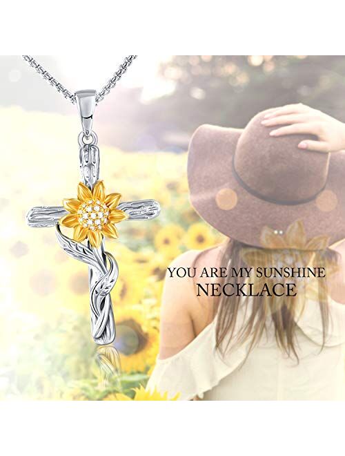 SNZM Sunflower Necklace for Women Girlfriend, You are My Sunshine Jewelry Gifts for Christmas Birthday