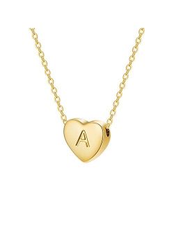 Monily Dainty Heart Initial Necklace Letters A to Z 26 Alphabet Pendant Necklace 18K Real Gold Plated Personalized Necklace for Women Jewelry