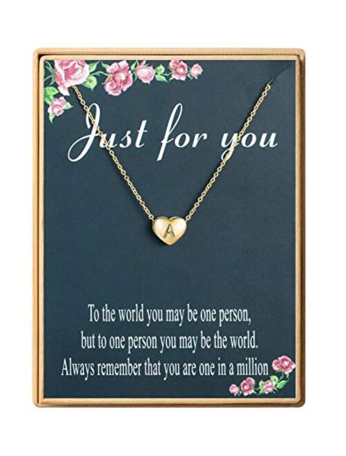 Monily Dainty Heart Initial Necklace Letters A to Z 26 Alphabet Pendant Necklace 18K Real Gold Plated Personalized Necklace for Women Jewelry