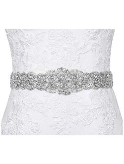 Lovful Bridal Crystal Rhinestone Braided Wedding Dress Sash Belt