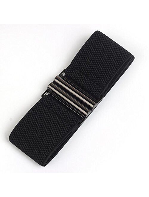 YYXR Womens Black Vintage Plus Elastic Stretchy Waist Cinch Trimmer Belt