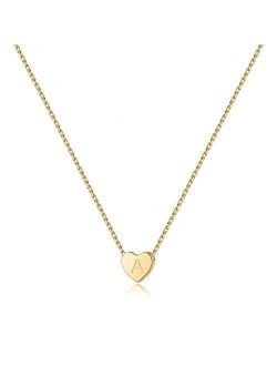 PAERAPAK Letter Initial Necklace for Women - 14K Gold Filled Tiny Heart Pendant Letter Necklace Personalized Initial Heart Charm Necklace for Her Kids Child Necklace Birt
