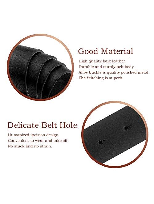 Udekit Women's PU Leather Belt Double O Ring Soft Faux Leather Waist Belt