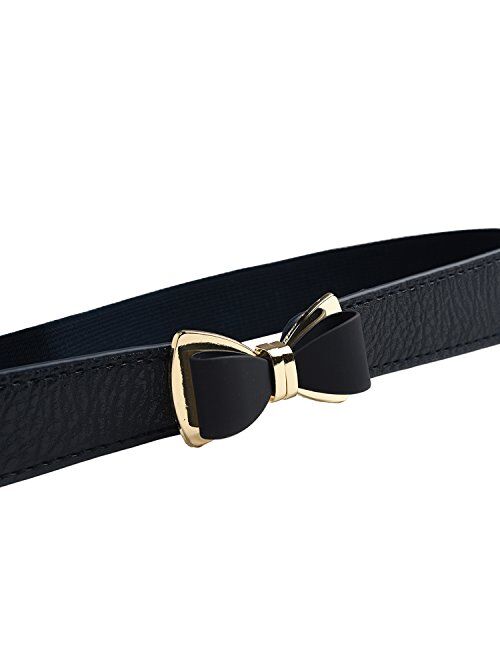 Syuer Womens 1" Width Bow Skinny Elastic Waist Belt Stretchy Belt Thin Belt
