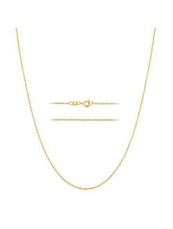 KISPER 24k Gold Over Stainless Steel 1.5mm Thin Cable Link Chain Necklace, 14 30 inch